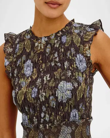 RAILS Vivier Shirred Ruffle-Trim Midi Dress | Thumbnail 4