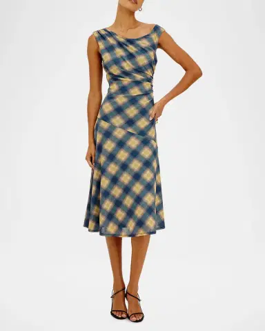 RAILS Sorra Sleeveless Ruched Plaid Midi Dress | Thumbnail 2