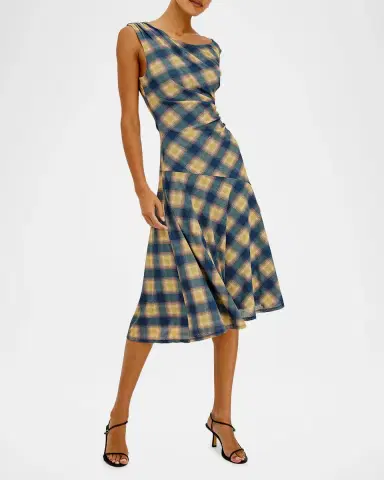 RAILS Sorra Sleeveless Ruched Plaid Midi Dress | Thumbnail 4