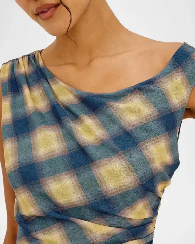RAILS Sorra Sleeveless Ruched Plaid Midi Dress | Thumbnail 5