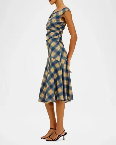 RAILS Sorra Sleeveless Ruched Plaid Midi Dress | Thumbnail 6