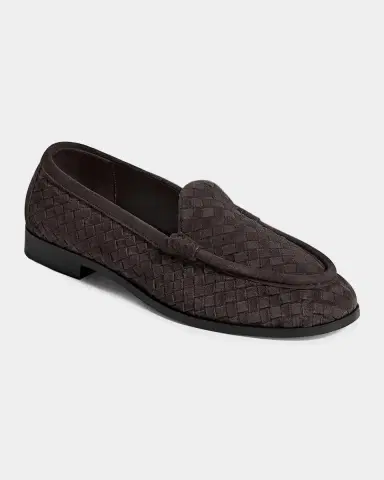 Bottega Veneta Men's Silenzio Intrecciato Suede Moc-Toe Loafers | Thumbnail 3 Bottega Veneta Men's Silenzio Intrecciato Suede Moc-Toe Loafers | Thumbnail 3