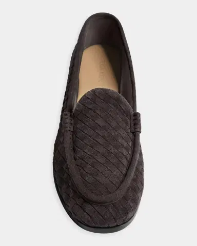 Bottega Veneta Men's Silenzio Intrecciato Suede Moc-Toe Loafers | Thumbnail 4 Bottega Veneta Men's Silenzio Intrecciato Suede Moc-Toe Loafers | Thumbnail 4