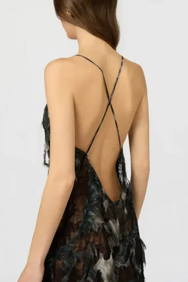 Roberto Cavalli Midi Dress with Fur Print on Destroyed-Effect Lace | Thumbnail 5