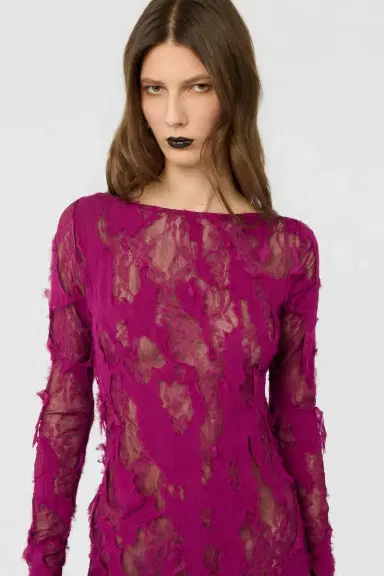 Roberto Cavalli Dress with Destroyed-Effect Lace | Thumbnail 4
