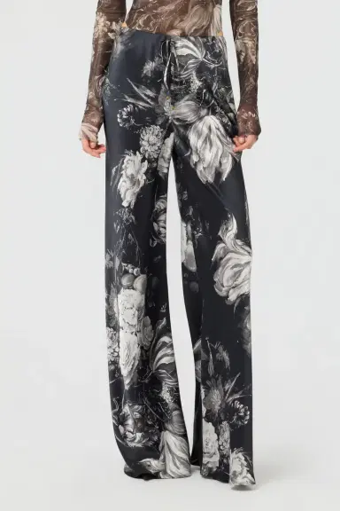 Roberto Cavalli Silk Trousers with Fiammingo Flowers Print | Thumbnail 2