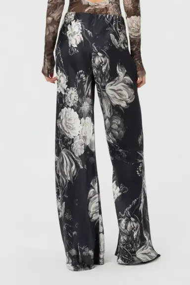 Roberto Cavalli Silk Trousers with Fiammingo Flowers Print | Thumbnail 3