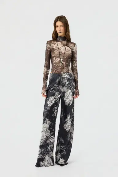 Roberto Cavalli Silk Trousers with Fiammingo Flowers Print | Thumbnail 6