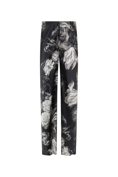 Roberto Cavalli Silk Trousers with Fiammingo Flowers Print | Thumbnail 1