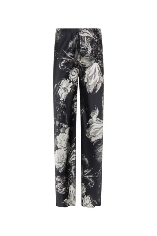 Roberto Cavalli Silk Trousers with Fiammingo Flowers Print