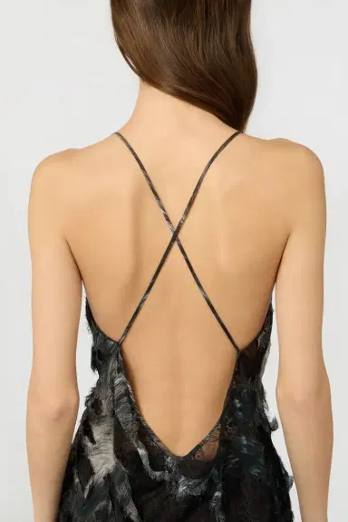 Roberto Cavalli Mini Dress with Fur Print on Destroyed-Effect Lace | Thumbnail 5