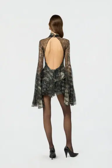 Roberto Cavalli Mini Dress in Silk with Fur Print | Thumbnail 3
