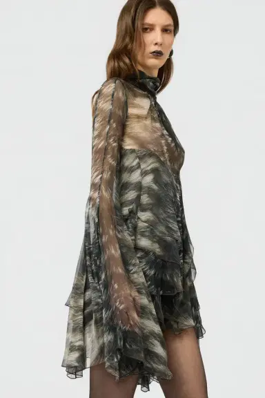 Roberto Cavalli Mini Dress in Silk with Fur Print | Thumbnail 4