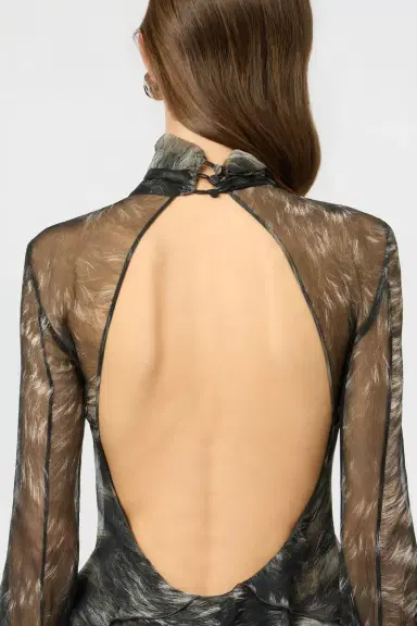 Roberto Cavalli Mini Dress in Silk with Fur Print | Thumbnail 5