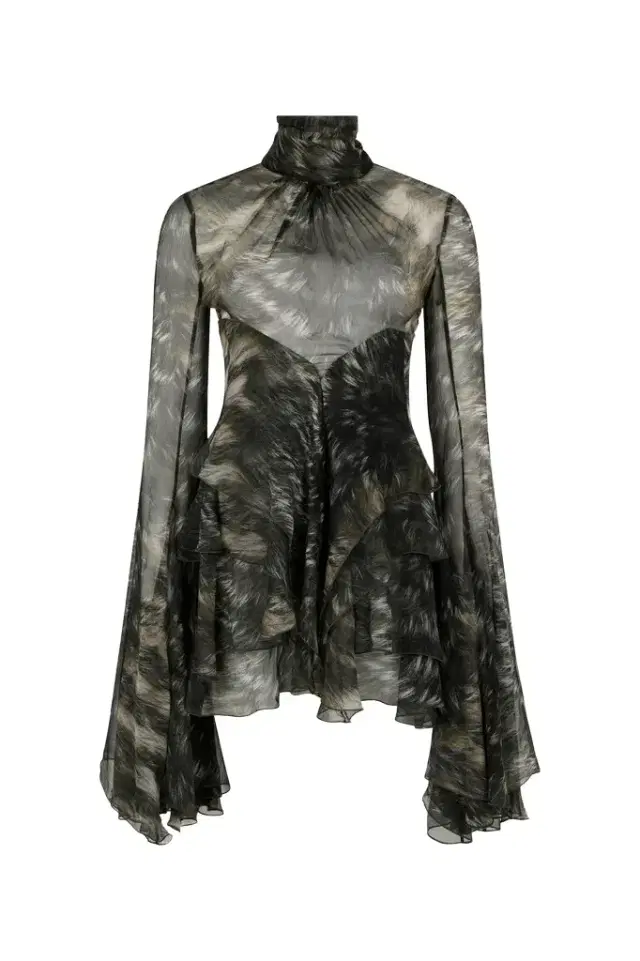Roberto Cavalli Mini Dress in Silk with Fur Print