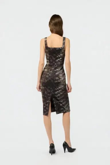 Roberto Cavalli Midi Dress in Scuba Jersey with Fur Print | Thumbnail 3