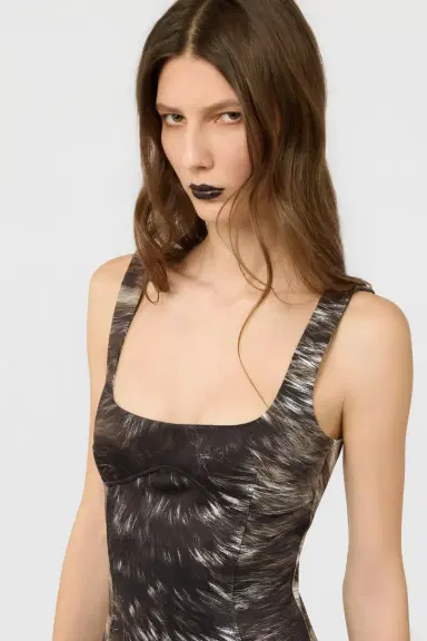 Roberto Cavalli Midi Dress in Scuba Jersey with Fur Print | Thumbnail 4