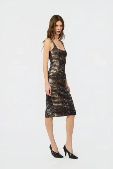 Roberto Cavalli Midi Dress in Scuba Jersey with Fur Print | Thumbnail 6