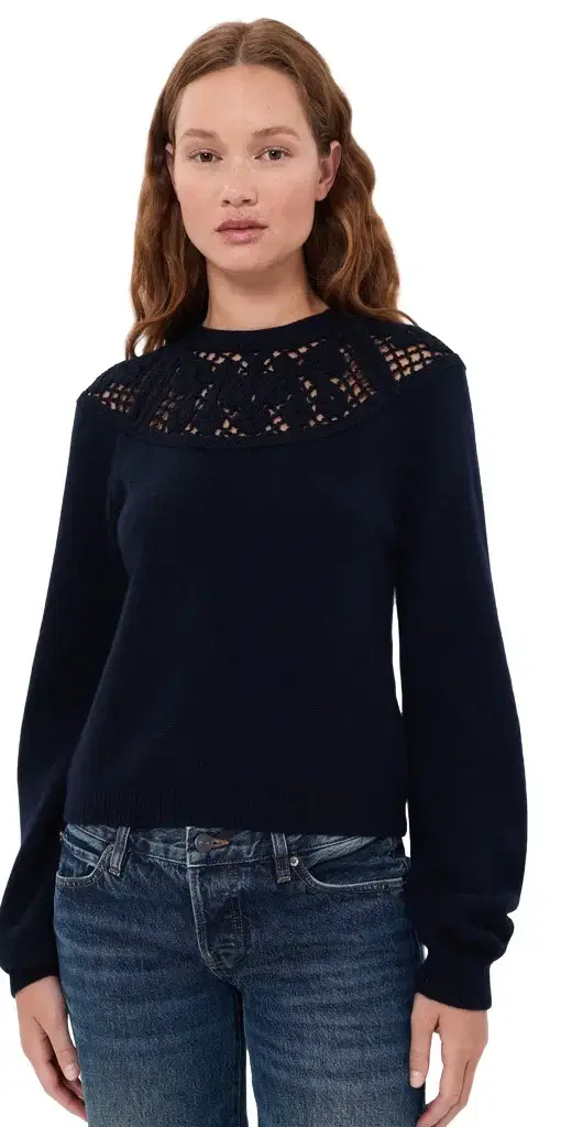 Frame The Lace Gathered Sweater