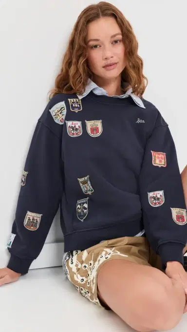 Sea Davis Patchwork Crew Neck Sweatshirt | Thumbnail 2