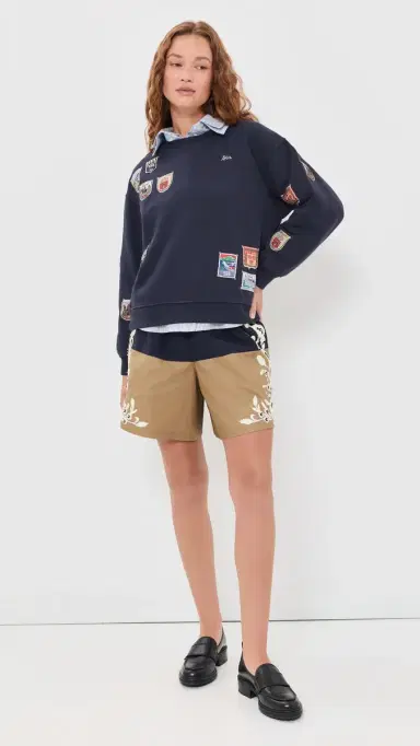 Sea Davis Patchwork Crew Neck Sweatshirt | Thumbnail 6