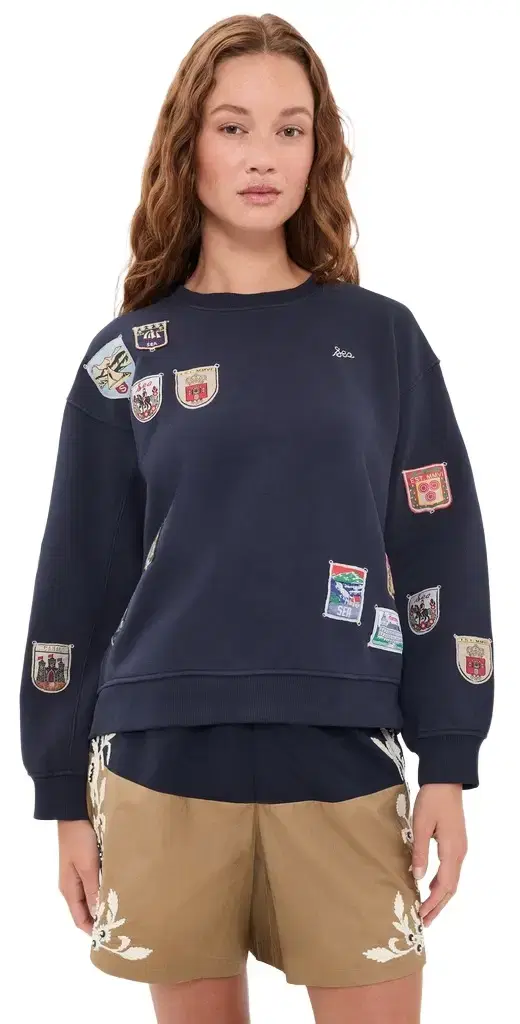 Sea Davis Patchwork Crew Neck Sweatshirt