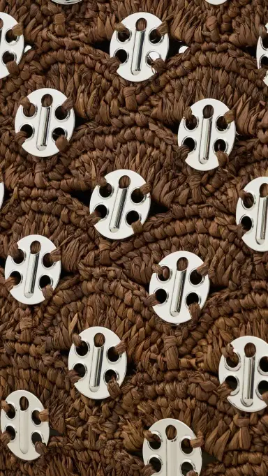 Rabanne Small Raffia Tote Bag With Signature 1969 Discs | Thumbnail 5 Rabanne Small Raffia Tote Bag With Signature 1969 Discs | Thumbnail 5