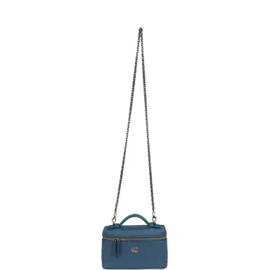 Chanel Chanel "Supple" Top Handle Long Vanity Case with Chain Dark Blue Grained Calfskin Gold Hardware | Thumbnail 7 Chanel Chanel "Supple" Top Handle Long Vanity Case with Chain Dark Blue Grained Calfskin Gold Hardware | Thumbnail 7