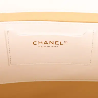Chanel Chanel Large Shopping Tote Bag Light Beige Raffia, White Lambskin Light Gold Hardware | Thumbnail 9 Chanel Chanel Large Shopping Tote Bag Light Beige Raffia, White Lambskin Light Gold Hardware | Thumbnail 9