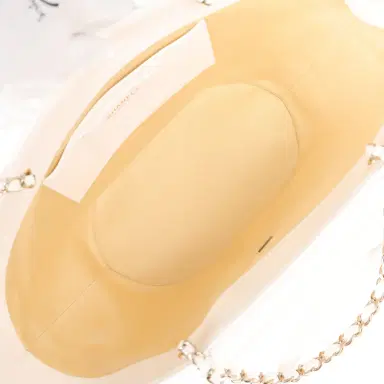Chanel Chanel Large Shopping Tote Bag Light Beige Raffia, White Lambskin Light Gold Hardware | Thumbnail 10 Chanel Chanel Large Shopping Tote Bag Light Beige Raffia, White Lambskin Light Gold Hardware | Thumbnail 10