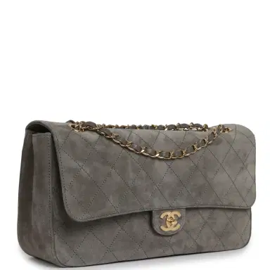 Chanel Chanel Maxi "Souplissimo" Small Flap Bag Dark Grey Suede Gold Hardware | Thumbnail 2 Chanel Chanel Maxi "Souplissimo" Small Flap Bag Dark Grey Suede Gold Hardware | Thumbnail 2
