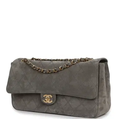 Chanel Chanel Maxi "Souplissimo" Small Flap Bag Dark Grey Suede Gold Hardware | Thumbnail 5 Chanel Chanel Maxi "Souplissimo" Small Flap Bag Dark Grey Suede Gold Hardware | Thumbnail 5