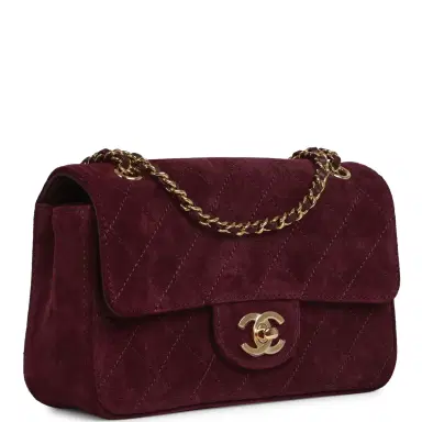 Chanel Chanel Mini "Souplissimo" Flap Bag Burgundy Suede Gold Hardware | Thumbnail 2 Chanel Chanel Mini "Souplissimo" Flap Bag Burgundy Suede Gold Hardware | Thumbnail 2