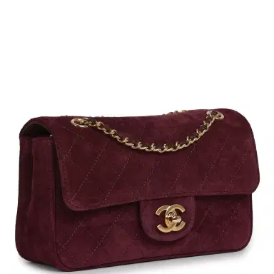 Chanel Chanel Mini "Souplissimo" Flap Bag Burgundy Suede Gold Hardware | Thumbnail 2 Chanel Chanel Mini "Souplissimo" Flap Bag Burgundy Suede Gold Hardware | Thumbnail 2