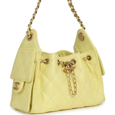 Chanel Chanel Mini 25 Hobo Bag Light Yellow Caviar Antique Gold Hardware | Thumbnail 2