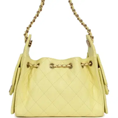 Chanel Chanel Mini 25 Hobo Bag Light Yellow Caviar Antique Gold Hardware | Thumbnail 4