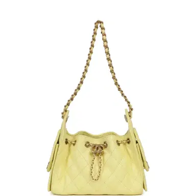 Chanel Chanel Mini 25 Hobo Bag Light Yellow Caviar Antique Gold Hardware | Thumbnail 6
