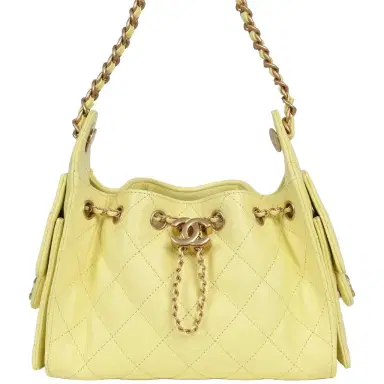 Chanel Chanel Mini 25 Hobo Bag Light Yellow Caviar Antique Gold Hardware | Thumbnail 1