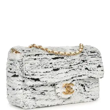 Chanel Chanel Mini Rectangular Flap Bag White, Black Sequins Gold Hardware | Thumbnail 2 Chanel Chanel Mini Rectangular Flap Bag White, Black Sequins Gold Hardware | Thumbnail 2