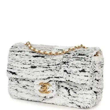 Chanel Chanel Mini Rectangular Flap Bag White, Black Sequins Gold Hardware | Thumbnail 5 Chanel Chanel Mini Rectangular Flap Bag White, Black Sequins Gold Hardware | Thumbnail 5