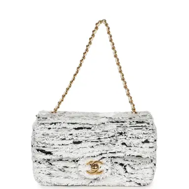 Chanel Chanel Mini Rectangular Flap Bag White, Black Sequins Gold Hardware | Thumbnail 7 Chanel Chanel Mini Rectangular Flap Bag White, Black Sequins Gold Hardware | Thumbnail 7