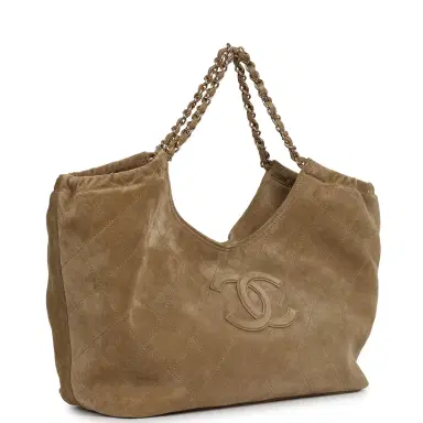 Chanel Chanel Small CC Cabas Hobo Bag Dark Beige Suede Gold Hardware | Thumbnail 2