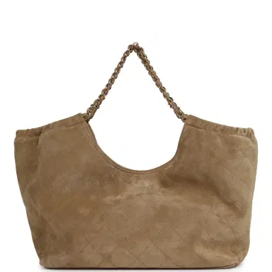 Chanel Chanel Small CC Cabas Hobo Bag Dark Beige Suede Gold Hardware | Thumbnail 4