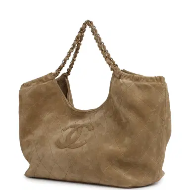 Chanel Chanel Small CC Cabas Hobo Bag Dark Beige Suede Gold Hardware | Thumbnail 5