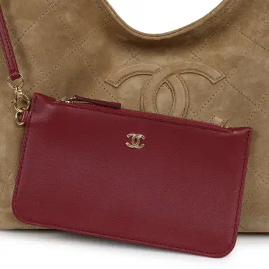 Chanel Chanel Small CC Cabas Hobo Bag Dark Beige Suede Gold Hardware | Thumbnail 7