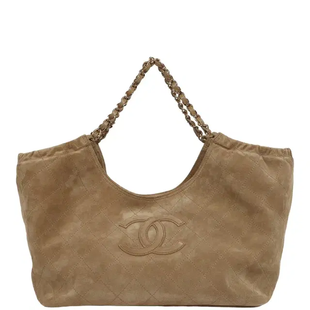 Chanel Chanel Small CC Cabas Hobo Bag Dark Beige Suede Gold Hardware