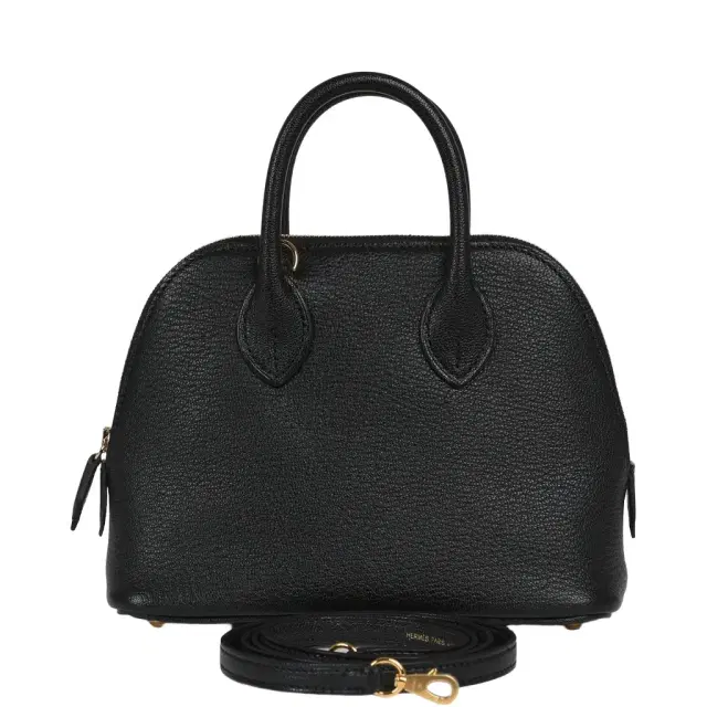 HERMÈS Hermes 1923 Bolide Mini Black Chevre Mysore Gold Hardware