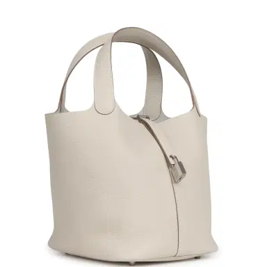 HERMÈS Hermes Picotin Lock 22 Craie Clemence Palladium Hardware | Thumbnail 2 HERMÈS Hermes Picotin Lock 22 Craie Clemence Palladium Hardware | Thumbnail 2