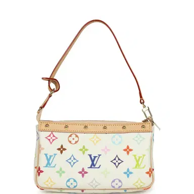Louis Vuitton Louis Vuitton X Takashi Murakami Pochette Accessories White Multicolored Monogram Gold Hardware | Thumbnail 4