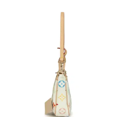 Louis Vuitton Louis Vuitton X Takashi Murakami Pochette Accessories White Multicolored Monogram Gold Hardware | Thumbnail 6